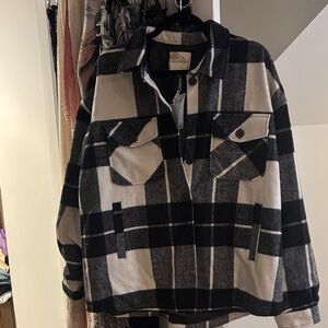 Thread & Supply Black and White Plaid Jacket size XL